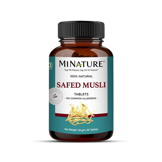 Safed Musli Tablets by mi Nature| | Pure & Natural herb | Free from Chemical & Preservative| Plant Based Gluten Free |90 Tablet, 45 Days Supply 1000mg
