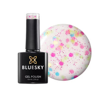 BLUESKY Bluesky Gel Nail Polish, Confetti Pop, Clear Base, Multicoloured Glitter, Long Lasting, Chip Resistant, 10ml (Requires Drying Under UV LED Lamp)