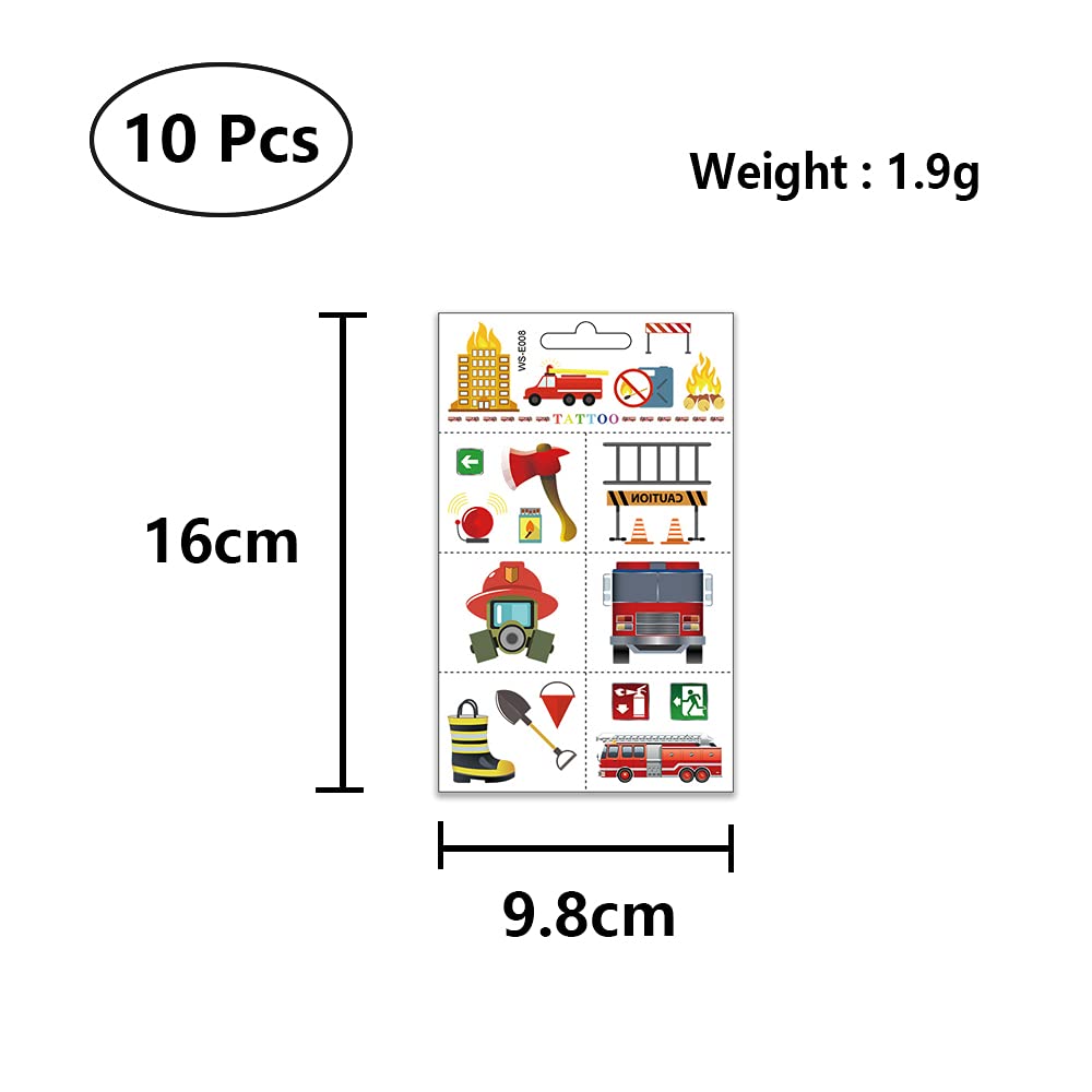 Distillerie des Cévennes 10 Pcs Fire Fake Tattoo Firefighter Temporary Tattoos Waterproof Firetruck Tattoo Sticker for Fire Education Theme Party