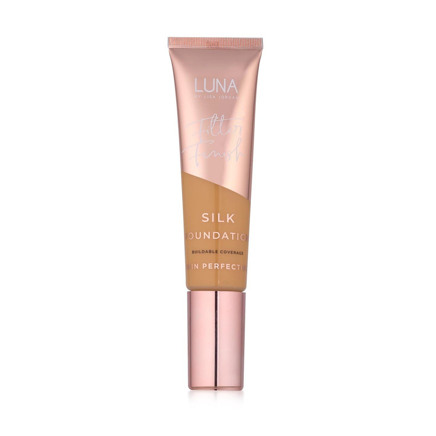LUNA BY LISA JORDAN LUNA Silk Foundation in TAN PLUS Shade - Contains Hyaluronic Acid, Vitamin C & A, Aloe Vera, and Shea Butter - Brightening Dewy Foundation Makeup - Hydrating Cream Foundation for Dry Skin
