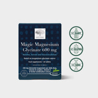 New Nordic Magnesium Glycinate | 600 mg Extra Strength | Sleep and Muscle Support for Women and Men | Pine Bark and Long Pepper Extract | 60 Tablets