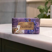 The English Soap Company Anniversary Bluebell and Rosemary Soap - Luxury Shea Butter Bar - Floral Bluebell Scent, Moisturising, Vegan Friendly, Recyclable Gift Soap, Made in England 190g