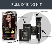Delia Cosmetics Cameleo - Permanent Hair Colour Cream - Medium Brown - Intensive Color & Protection - 5 Oils + Omega Plus Acids - Professional, Luxurious Hair Dye - Full Kit
