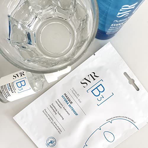 SVR [B3] Hydra Intensive Replenishing Bio-Cellulose Sheet Mask x1. 24hr Hydration Plumps + Soothes All Skin-types via Niacinamide, Vitamin B3, Hyaluronic Acid. Primes + Rebalances Post Cleanse 150ml