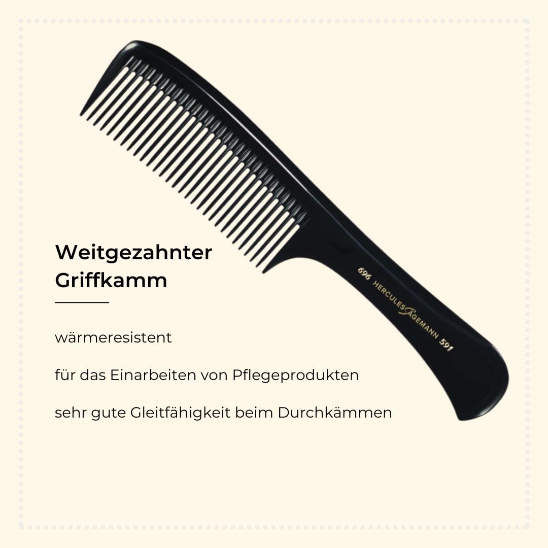 Hercules Sägemann Hercules Sagemann Seamless Handle Detangling Hair Comb, 22.7 cm Length