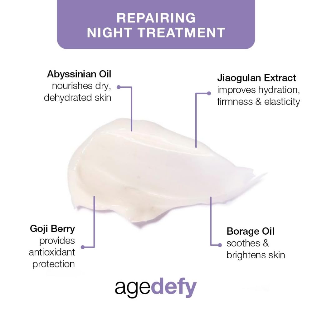 ARK Skincare Age Defy Repairing Night Treatment, for Mature Skin, Combats Hormone Loss & Dryness, with Red Clover, Hyaluronic Acid & Peptides, 55ml