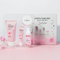 LAIKOU SkinCare Gift Set, JAPAN SAKURA Skin Care Sets & Kits with Cleanser, Face Serum, Eye Cream, Face Cream-Facial Gift Kit for Women/Teenage Girls Mom Daughter Birthday TSA-friendly Sizes 4pcs