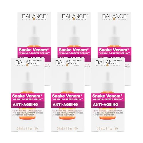Creightons Balance Active Formula 6 x 30ml Multipack of Snake Venom Anti-Ageing Wrinkle-Freeze Serum, To Reduce Lines & Wrinkles, Smooth Appearance of Crow's Feet, Dermatologically Tested, Vegan & Cruelty Free