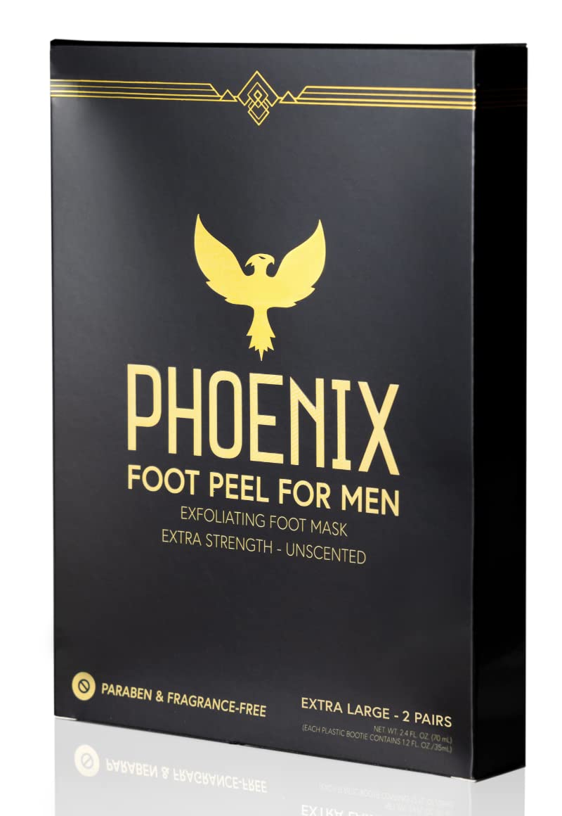 Phoenix Foot Peel for Men - Large - Extra Strength - 2 Pack - Callus Remover - Unscented - Paraben free