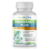 SigmaBiotics Pregnancy Plus Multivitamin for Women – 90 Tablets | Folic Acid, Iron, Vitamin D3, Omega-3 and Probiotic Blend - Prenatal Support Supplement for Mom’s Energy, Immunity, and Baby's Growth