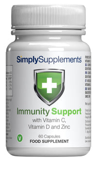 Simply Supplements Vitamin C, D and Zinc Capsules for Immunity Support | One-a-Day Formula | 60 Fast Release Capsules = 2 Months’ Supply | Vegan Friendly | Manufactured in The UK