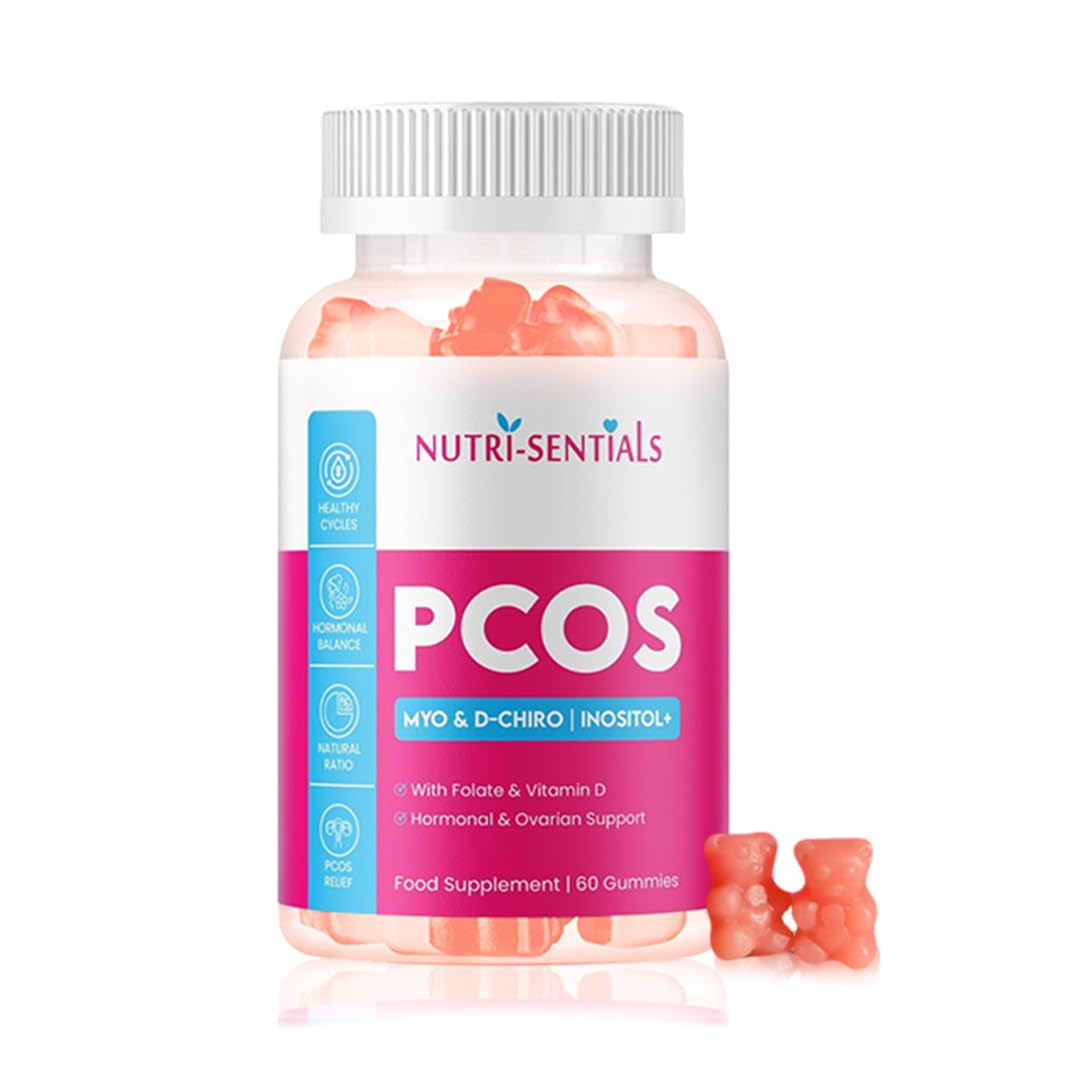 Myo-Inositol & D-Chiro Inositol Gummies- Myo & D-Chiro Inositol Supplement with Folate & Vitamin D- Natural Ratio Ovarian Support Women Hormone Balance Blend- PCOS Supplements for Women- 60 Gummies