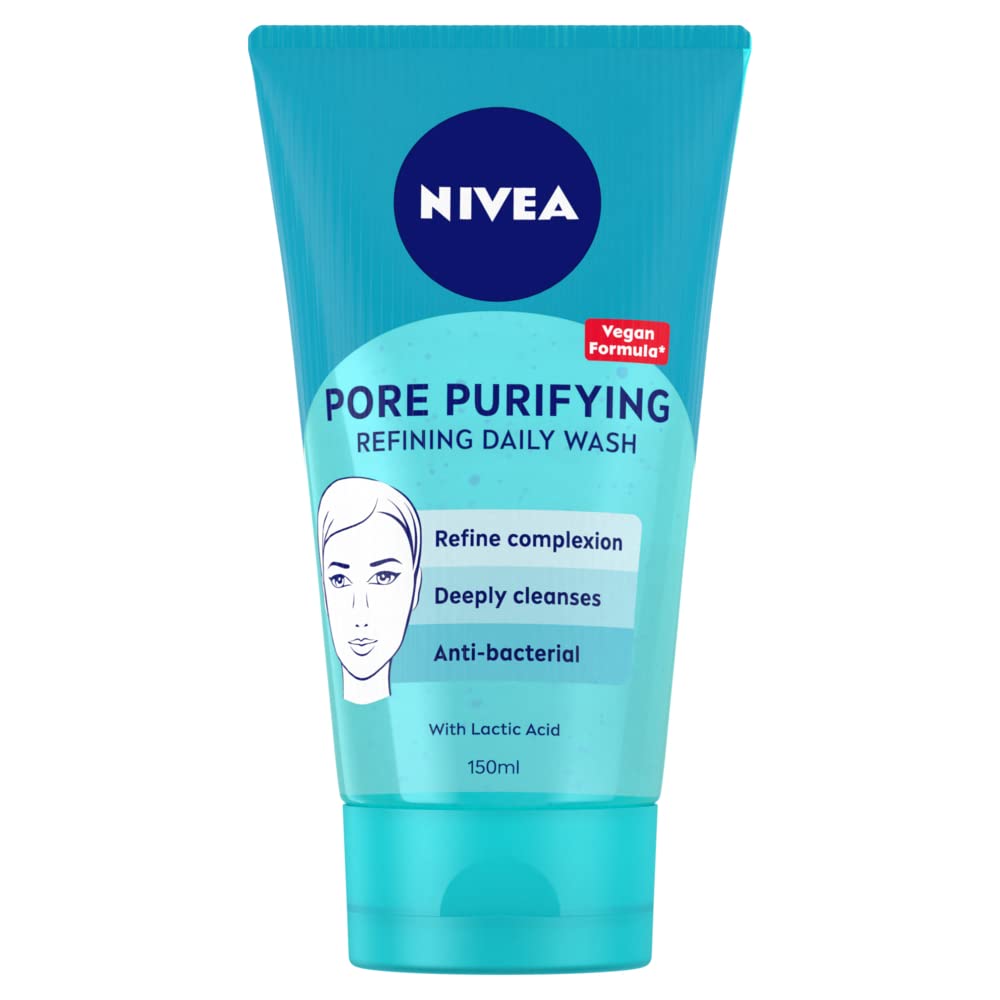 Nivea NIVEA PURIFY PORES Daily Wash Scrub (150 ml), Purifying Face Scrub, Facial Scrub Prevents Blackheads, Exfoliating Scrub with Natural Magnolia Extract and Lactic Acid