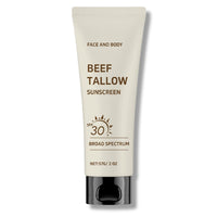 Trendyfave Grass-Fed Tallow Sunscreen Spf 30, Organic Face Sun Cream, Suncream Instant Sun Protection, Spf 30 Tallow Face Moisturiser, Non-Greasy, Reef-Safe Formula For FacE & Body | 57g Travel-Friendly