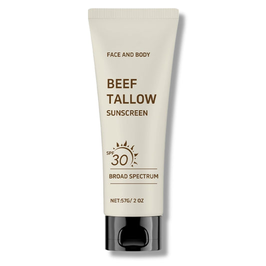 Trendyfave Grass-Fed Tallow Sunscreen Spf 30, Organic Face Sun Cream, Suncream Instant Sun Protection, Spf 30 Tallow Face Moisturiser, Non-Greasy, Reef-Safe Formula For FacE & Body | 57g Travel-Friendly
