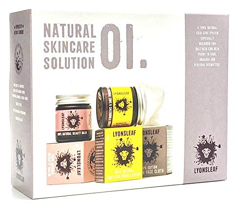 Lyonsleaf Natural Skincare Solution - for Oily Skin, and Skin Prone to Acne, Rosacea and Perioral Dermatitis (01 - with Scented Beauty Balm)