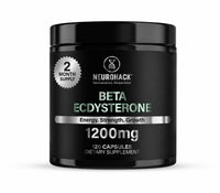 NEUROHACK Beta Ecdysterone 1200mg - 120 Capsules 2 Months Supply | 98% Maximum Purity Ecdysterone for Lean Muscle Growth, Strength & Performance (Tested by Eurofins USA)