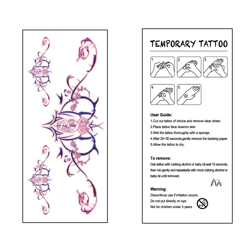 WouND 28 Sheets Women Sexy Temporary Tattoos Stickers Abdomen Waist Waterproof Tattoo Stickers Women Ideal Bachelorette Party Tattoos,for Women and Girl Temporary Fake Body Tattoos