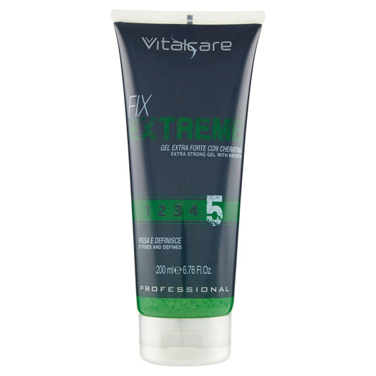 Vitalcare | Fix Extreme - Extrastrong Gel, Gel with Strong Fixing, Fixes and Defines Hair, Gel for Men with Keratin, Leaves No Residue, 200 ml