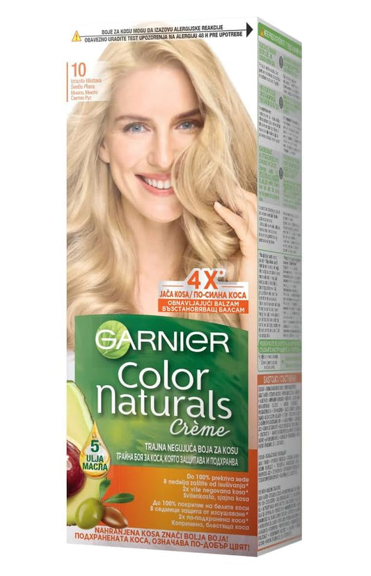 GARNIER - COLOR NATURALS Creme - Permanent hair color - 10 Very Bright Blonde (PACK OF 3)