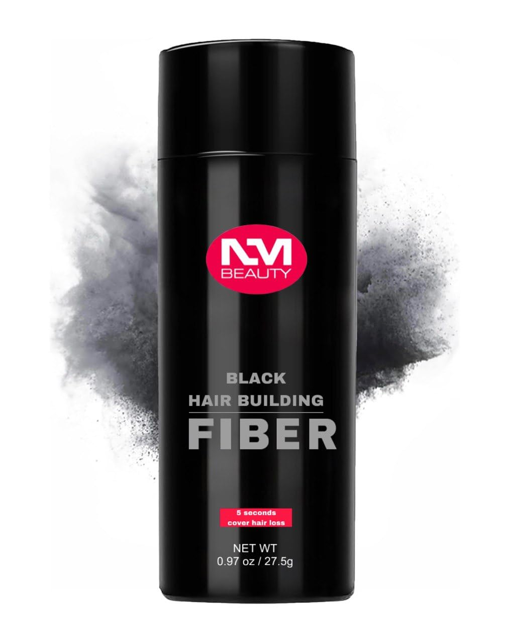 NM BEAUTY Hair Building Fiber Black & Dark Brown Fill Thinning & Fine Hair For Quickly Fuller Look Men & Barbers, 5 Seconds Cover Hair Loss Net WT. 0.97oz/27.5g by NM Beauty (Black)