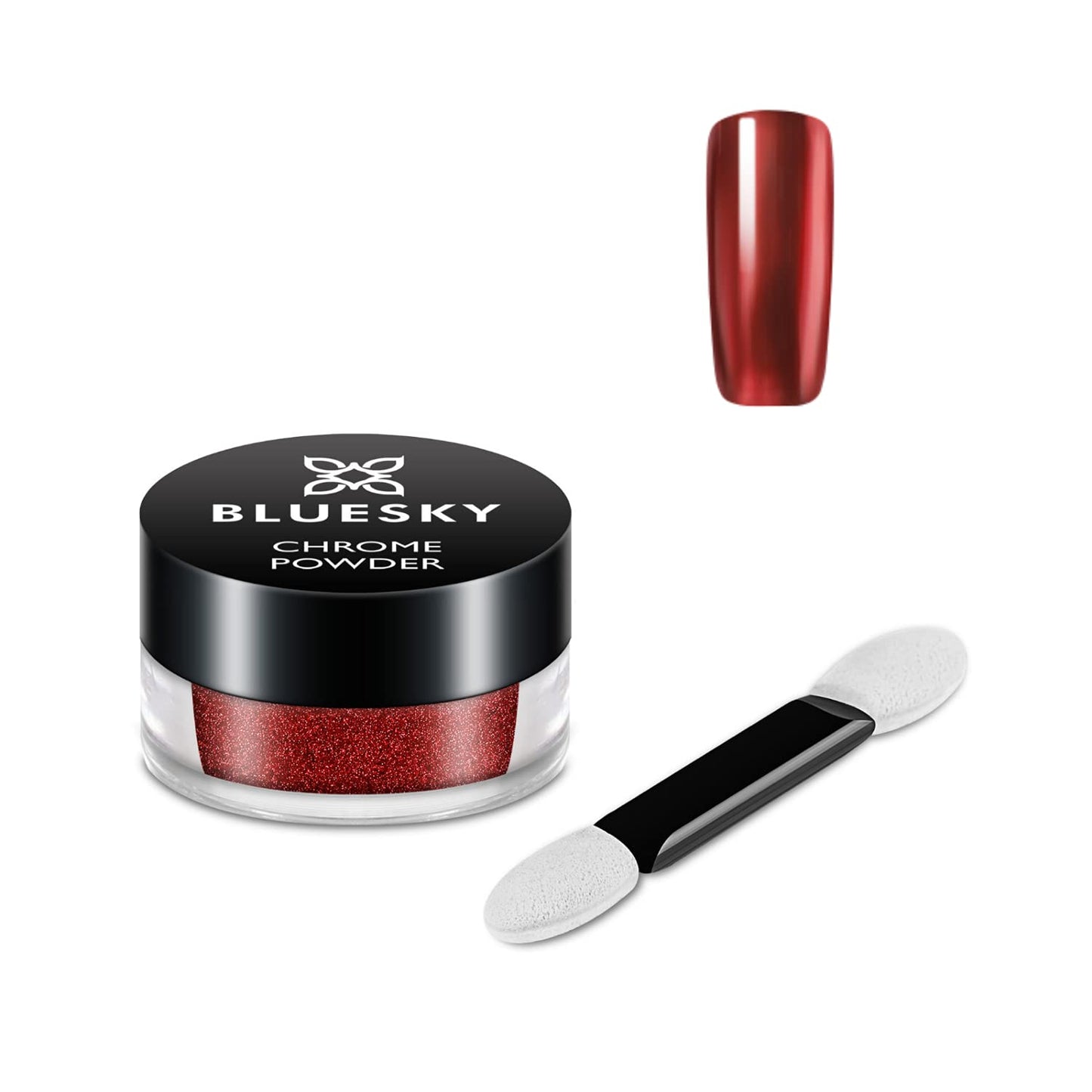 BLUESKY Bluesky Chrome Nail Powder Kit With Applicator Brush Metallic Gel Nail Art Red 5g
