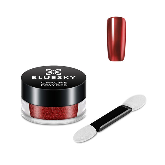 BLUESKY Bluesky Chrome Nail Powder Kit With Applicator Brush Metallic Gel Nail Art Red 5g