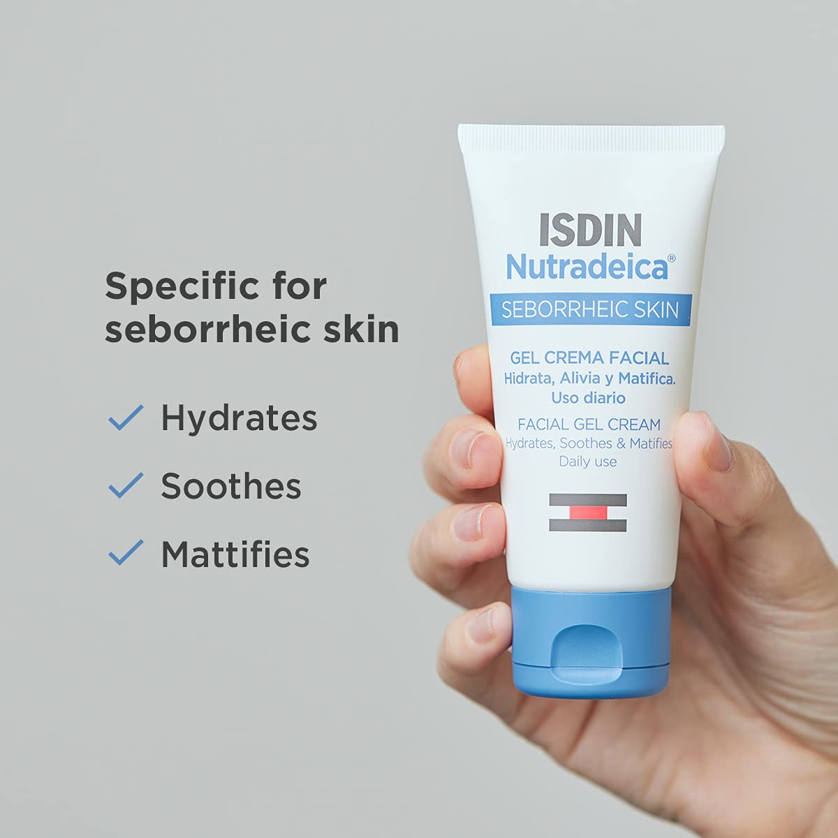 ISDIN Nutradeica Facial Gel Cream 50ml | For Seborrheic Skin | Hydrates, Soothes and Matifies skin