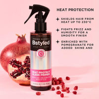 Jerome Russell BStyled Heat Protect Sleek Primer – Heat Protection Spray Up to 230°C | Anti-Frizz, Anti-Humidity & Bond Building Hair Care | Lightweight Vegan Formula for Smooth Hair | 200ml