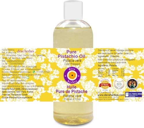 Deve Herbes Pure Pistachio oil 200ml (Pistacia vera) 100% Natural Therapeutic Grade