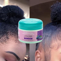 Sulayla Beauty Blueberry Edge Control Extra Hold, 150 grams, for Sleek Smooth Styles, with Jojoba Oil, Ginger Extract, Castor Oil, Biotin, Coconut Oil & Honey Extract