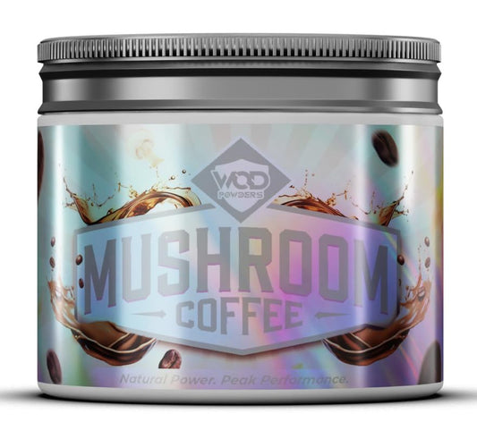 Mushroom Coffee | Instant Arabica TrueStart Coffee with Lion's Mane, Chaga, Reishi, Cordyceps & Ashwagandha for Focus, Energy & Immunity | 240g Tub with Scoop | Made in the UK by WOD Powders