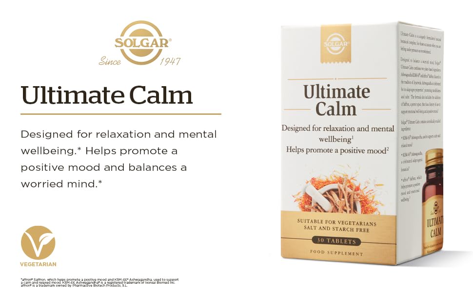 SOLGAR Solgar Ultimate Calm Tablets - Pack of 30 - Supports Relaxation and Mental Wellbeing - Vegan and Gluten Free Gold