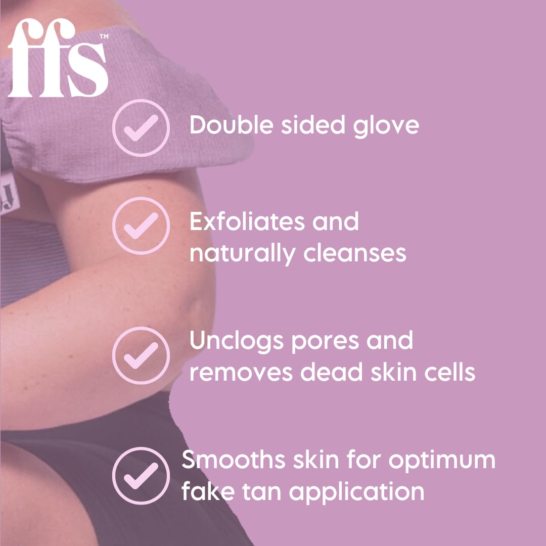 FFS Beauty Double-Sided Exfoliating Mitt - Exfoliating Mitt for Dead Skin, Exfoliating Glove to Unclog Pores & Revive Dull Skin, Tanning Mitt for Sensitive Skin, Body Scrub Glove to Leave Skin Smooth
