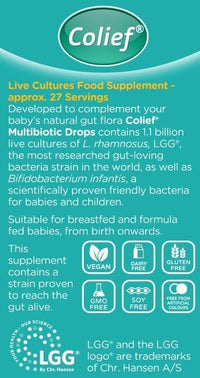 2 Pack Colief Multibiotic Drops Baby| 2 Probiotic Strains Lactobacillus Rhamnosus &Bifidobacterium Infantis | Suitable from Birth |1.1 Billion Live Cultures for Newborns | 8ml (2)