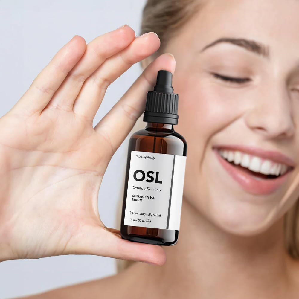 OSL Omega Skin Lab OSL Collagen-HA Serum 30ML - Moisturizing Anti-Wrinkle Hyaluronic Acid & Collagen Face Serum Natural Skin Hydration & Rejuvenation