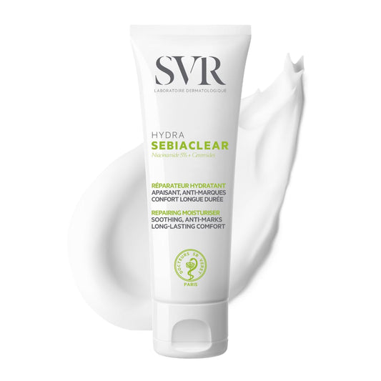 SVR SEBIACLEAR HYDRA - Face Moisturiser for Oily & Acne-Prone Skin – Non-Comedogenic Cream with Niacinamide & Omega Ceramides – Soothing 48hr Hydration – Acne Treatment Skincare, 40ml