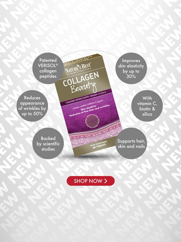 Collagen Beauty Capsules - 60 Capsules | Supports Skin Elasticity & Reduces Fine Lines | Patented VERISOL® Bioactive Peptides | Generous Levels of Collagen per dose & Taste-Free! (Tablets)
