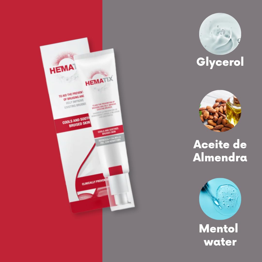 HEMATIX Hematix Bruise Cream - 15g - Clinically Proven Advanced Healing Formula with Glycerol and menthol for Bruise Prevention - High Strength Natural Anti Bruise Treatment Balm Gel for Healing