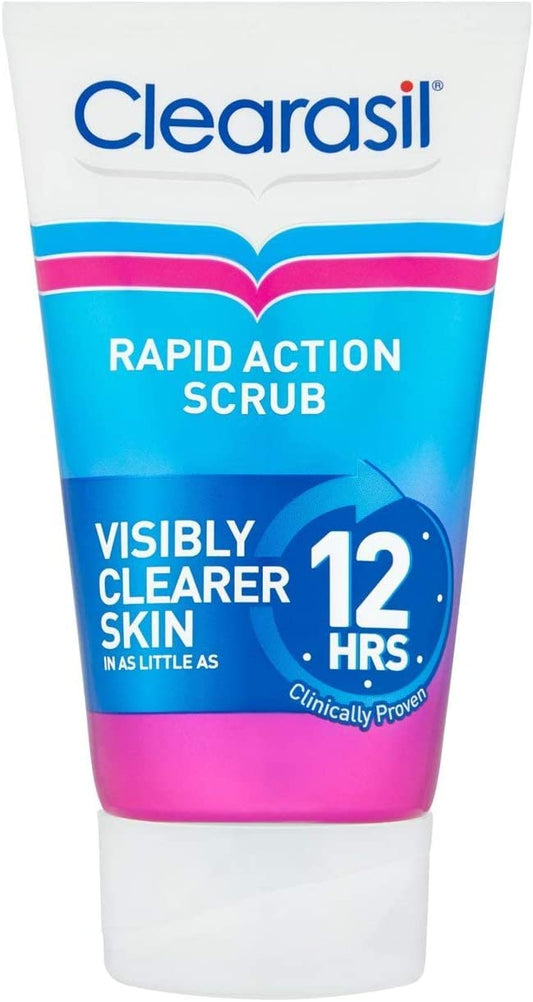 Clearasil Rapid Action Exfoliating Scrub, For Acne Prone Skin, Unclog Pores, Reduces Blackheads, Pimples & Excess Oil, Everyday Spots Prevention, 125 ml