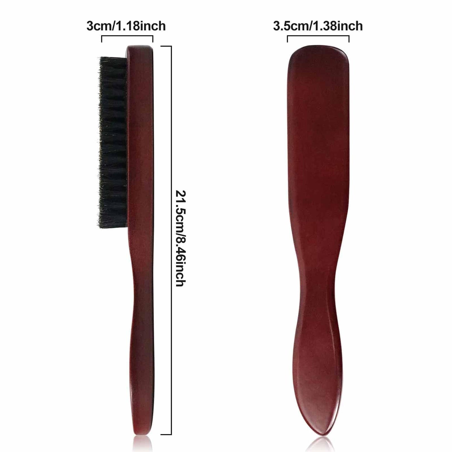 Generic Slick Back Boar Bristle Brush, Reddish-brown Round Hair & Beard Smoothing Tool for Afro Wet Curly Damaged, Gentle Grooming Brush Reducing Breakage