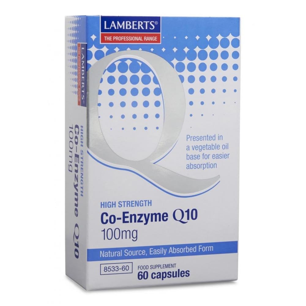Lamberts Co-Enzyme Q10 100mg – Natural Ubiquinone in Oil-Based Formula for Optimal Absorption – 60 Capsules