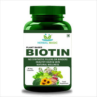 Herbal Magic's Pure & Natural Blend - Biotin x 60 Capsules - UKAS LAB Tested in UK (5000mcg in 2 caps) - Made from 14 x Fruits, Vegetables & Herbs - Free from fillers/Preservatives/Color/Maltodextrin