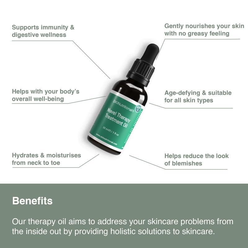 SKINUTRITIONAL Massage Oil - Navel Therapy Treatment with Rosehip, Jojoba, Almond, Avocado, & Lavender Essential Oils - Skin Care, Immune System, Digestion, & Full Body Wellness - For All Skin Types - SKINutritional