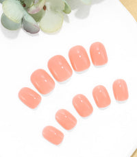 Sethexy Short Square Natural Pink False Nails Glossy Pure Color Collection Press on Nails 24Pcs Full Cover Acrylic Stick on Nails for Women and Girls