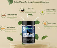 Nutrilyfe Ltd Alpha Man Gummy Pro – 5000mg High Strength Energy, Stamina & Vitality Gummies for Men with Maca, Ashwagandha, Rhodiola, Ginseng & Shilajit | Vegan Food Supplement | 60 Gummies