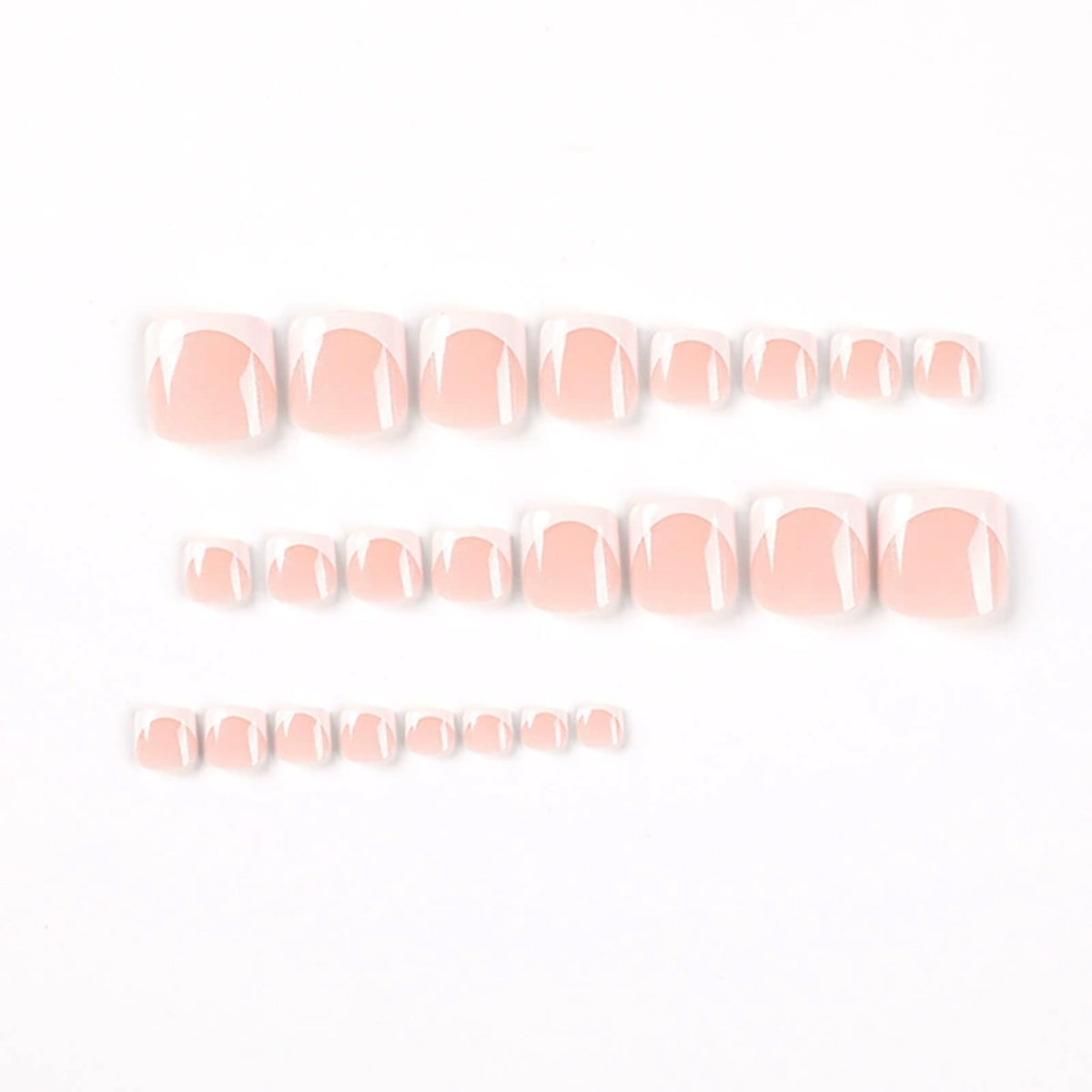 NICENEEDED White French Tip Press on Toenails, Glitter Fake Toe Nails Short Square Shaped Summer False Toenail, Press on Glossy Toenails for Pedicure Decorations Halloween