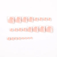 NICENEEDED White French Tip Press on Toenails, Glitter Fake Toe Nails Short Square Shaped Summer False Toenail, Press on Glossy Toenails for Pedicure Decorations Halloween