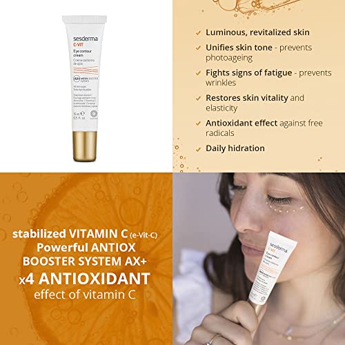 SESDERMA Sesderma | C-Vit Eye Contour Cream | Vitamin C | Eye Contour Cream | Eye Brightening | Reduces Puffiness and Dark Circles | Depuffing Eye Cream | 15 ml