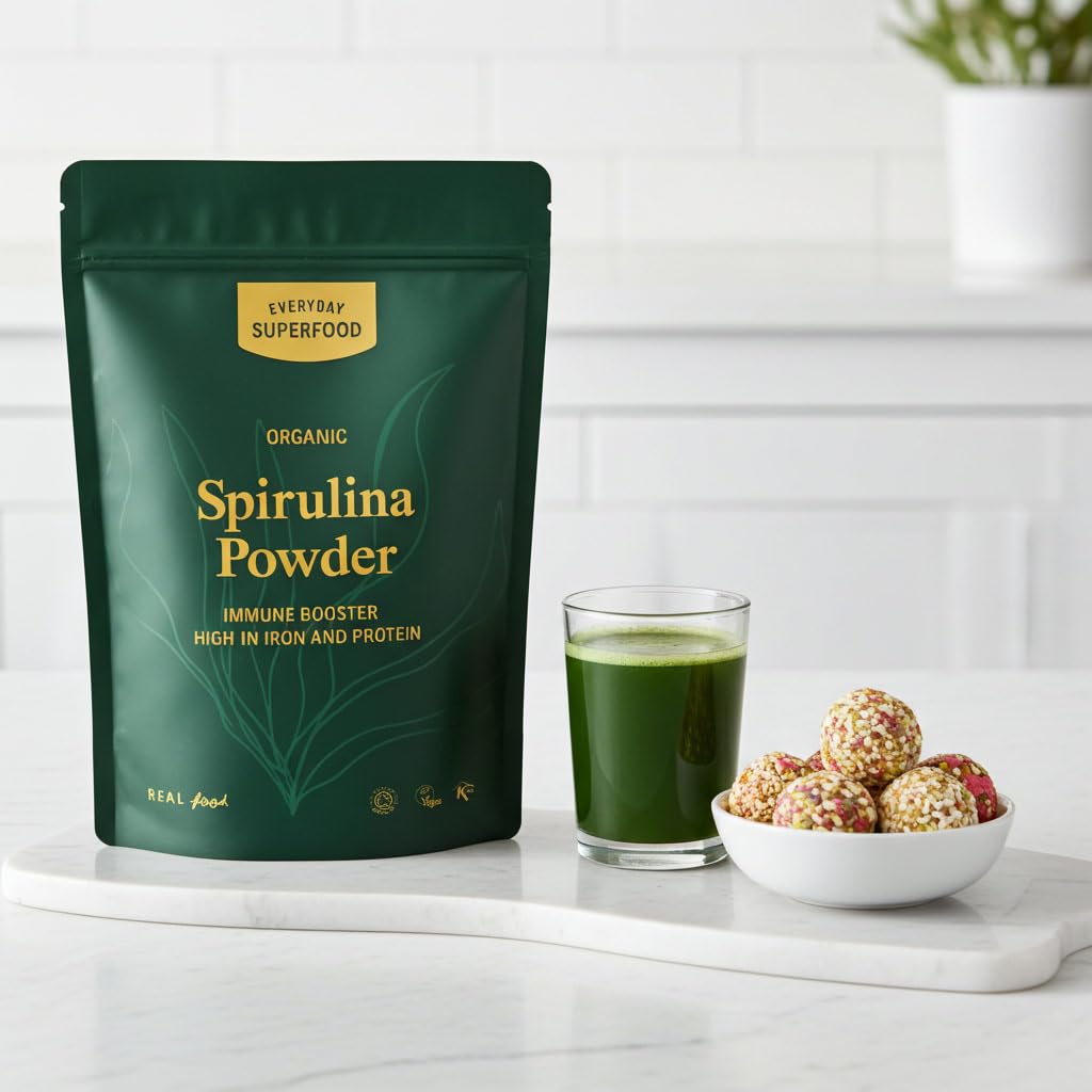 Everyday Superfood Organic Spirulina Powder 50g | Heavy Metal Tested | Fine Grade Suitable for Smoothies and Juice